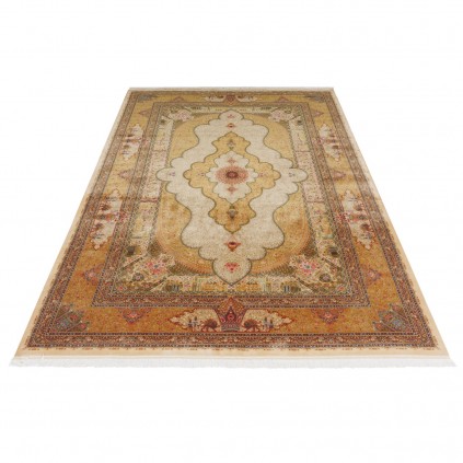 Machine-made Rug, Floral Corner Medallion, Bamboo Silk, Persian Style, Ref 800212