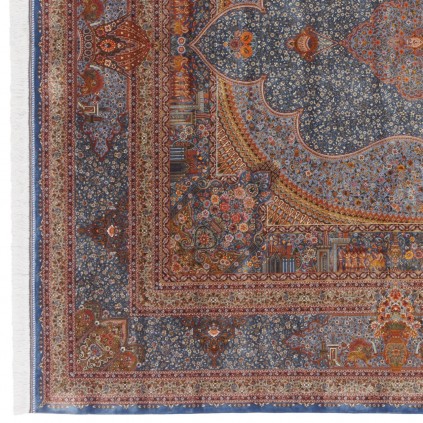 Machine-made Rug, Floral Corner Medallion, Bamboo Silk, Persian Style, Ref 800212