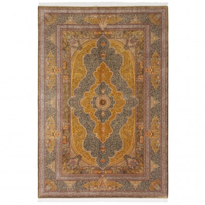 Machine-made Rug, Floral Corner Medallion, Bamboo Silk, Persian Style, Ref 800212