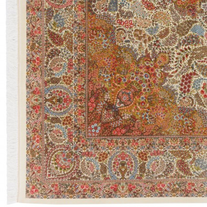 Machine-made Rug, Floral Corner Medallion, Bamboo Silk, Persian Style, Ref 800214