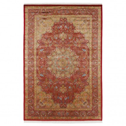 Machine-made Rug, Floral Corner Medallion, Bamboo Silk, Persian Style, Ref 800214