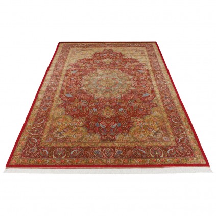 Machine-made Rug, Floral Corner Medallion, Bamboo Silk, Persian Style, Ref 800214