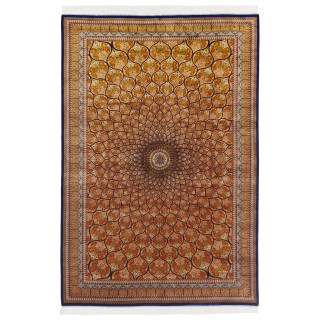 Machine-made Rug, Floral Dome, Acrylic + Bamboo Silk, Persian Style, Ref 200216