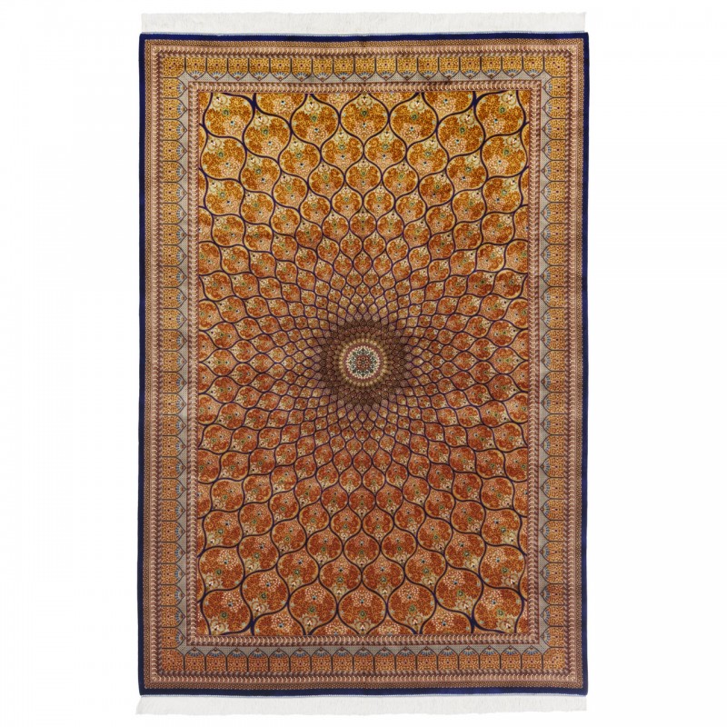 Machine-made Rug, Floral Dome, Acrylic + Bamboo Silk, Persian Style, Ref 200216
