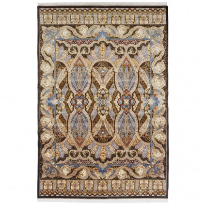 فرش ماشینی طرح سراسر مدرن، ابریشم بامبو، سبک پارسی، کد 800217