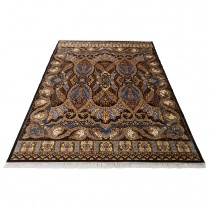 فرش ماشینی طرح سراسر مدرن، ابریشم بامبو، سبک پارسی، کد 800217