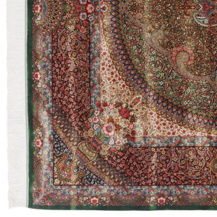 Machine-made Rug, Floral Medallion, Acrylic + Bamboo Silk, Persian Style, Ref 200218