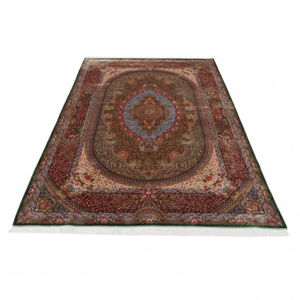 Machine-made Rug, Floral Medallion, Acrylic + Bamboo Silk, Persian Style, Ref 200218