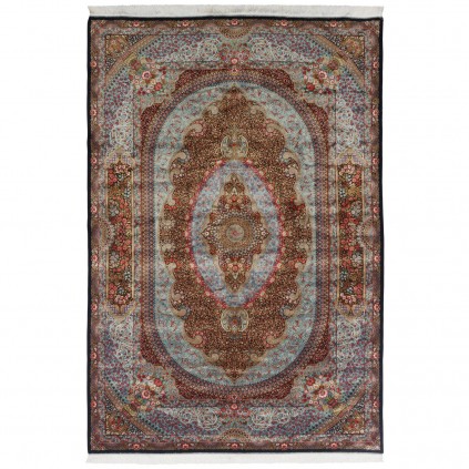 Machine-made Rug, Floral Medallion, Acrylic + Bamboo Silk, Persian Style, Ref 200218