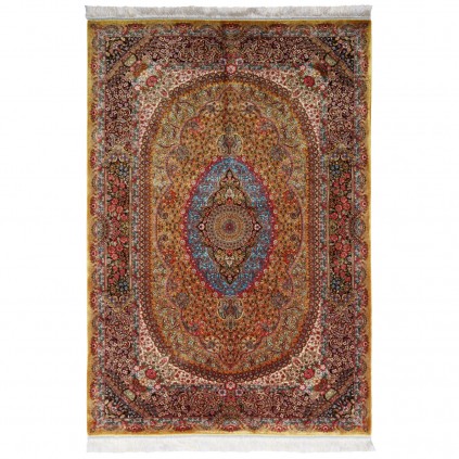 Machine-made Rug, Floral Medallion, Acrylic + Bamboo Silk, Persian Style, Ref 200218