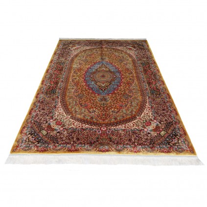 Machine-made Rug, Floral Medallion, Acrylic + Bamboo Silk, Persian Style, Ref 200218