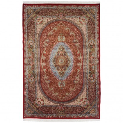 Machine-made Rug, Floral Medallion, Acrylic + Bamboo Silk, Persian Style, Ref 200218