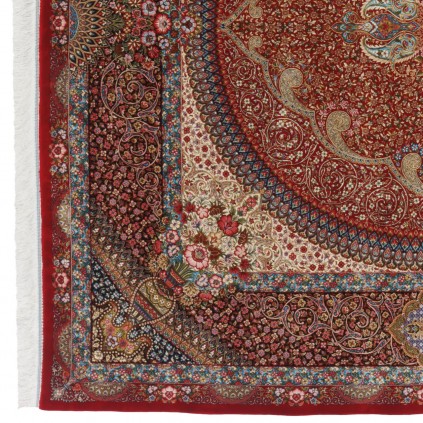Machine-made Rug, Floral Medallion, Acrylic + Bamboo Silk, Persian Style, Ref 200218