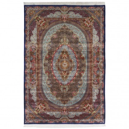 Machine-made Rug, Floral Medallion, Acrylic + Bamboo Silk, Persian Style, Ref 200218
