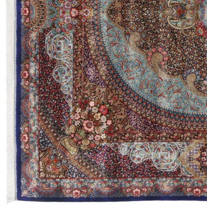 Machine-made Rug, Floral Medallion, Acrylic + Bamboo Silk, Persian Style, Ref 200218