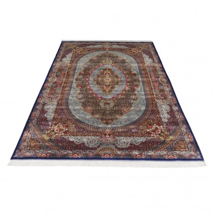 Machine-made Rug, Floral Medallion, Acrylic + Bamboo Silk, Persian Style, Ref 200218