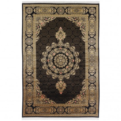 Machine-made Rug, Neoclassic Corner Medallion, Bamboo Silk, Persian Style, Ref 800219