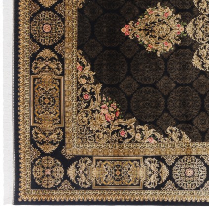 Machine-made Rug, Neoclassic Corner Medallion, Bamboo Silk, Persian Style, Ref 800219