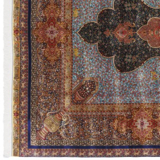 Machine-made Rug, Floral Medallion, Acrylic + Bamboo Silk, Persian Style, Ref 200221