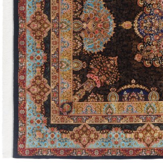 Machine-made Rug, Floral Medallion, Acrylic + Bamboo Silk, Persian Style, Ref 200222