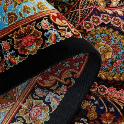 سجادة صناعية بنقشة ترنج مزخرف بالورود، أكريليك مع حرير بامبو، على الطراز الفارسي، رقم 200222