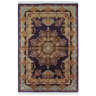 Machine-made Rug, Floral Medallion, Acrylic + Bamboo Silk, Persian Style, Ref 200222