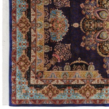 سجادة صناعية بنقشة ترنج مزخرف بالورود، أكريليك مع حرير بامبو، على الطراز الفارسي، رقم 200222