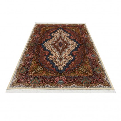 Machine-made Rug, Neoclassic Corner Medallion, Acrylic + Bamboo Silk, Persian Style, Ref 200224