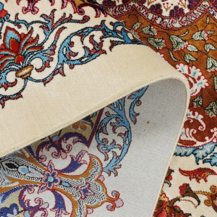 Machine-made Rug, Neoclassic Corner Medallion, Acrylic + Bamboo Silk, Persian Style, Ref 200224