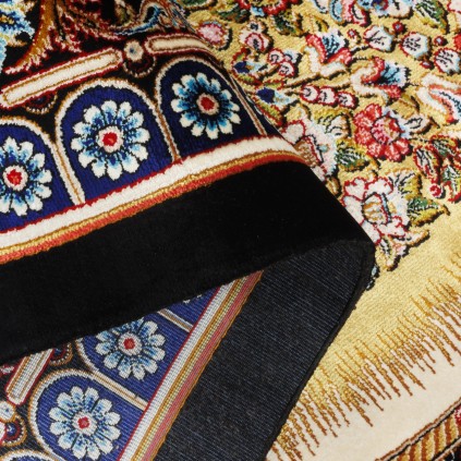 فرش ماشینی طرح ترنج دار نئوکلاسیک، اکریلیک + ابریشم بامبو، سبک پارسی، کد 200227