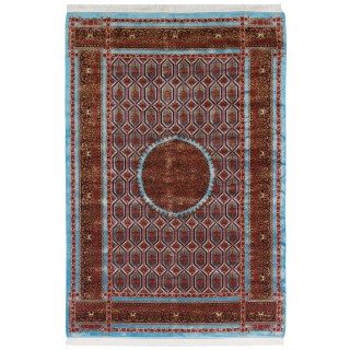 Machine-made Rug, Neoclassic Framed, Acrylic + Bamboo Silk, Persian Style, Ref 200228