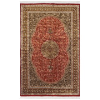 Machine-made Rug, Floral Corner Medallion, Acrylic + Bamboo Silk, Persian Style, Ref 200229