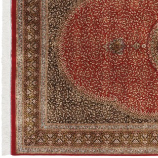 Machine-made Rug, Floral Corner Medallion, Acrylic + Bamboo Silk, Persian Style, Ref 200229