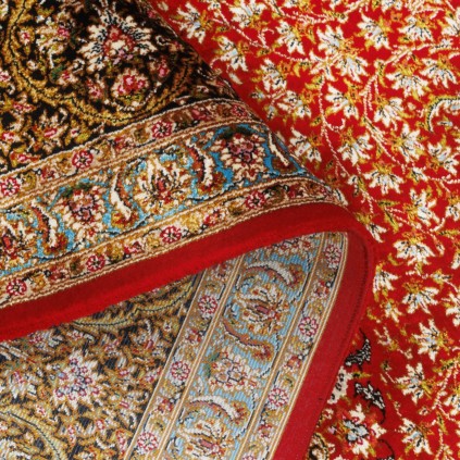 سجادة صناعية بنقشة زاوية وترنج مزخرف بالورود، أكريليك مع حرير بامبو، على الطراز الفارسي، رقم 200229