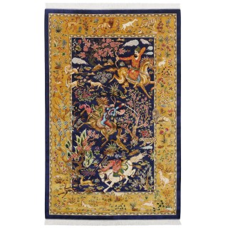 Machine-made Rug, Hunting Scene All-over, Bamboo Silk, Persian Style, Ref 800230