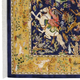 Machine-made Rug, Hunting Scene All-over, Bamboo Silk, Persian Style, Ref 800230