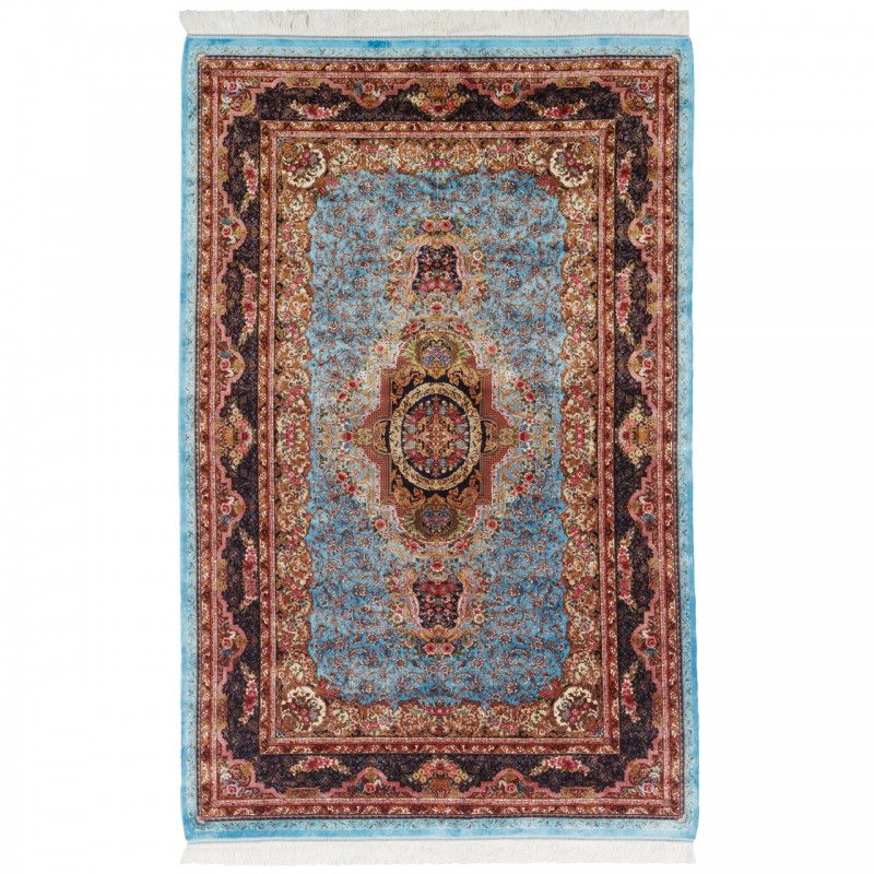 سجادة صناعية بنقشة ترنج الكلاسيكية الجديدة، أكريليك مع حرير بامبو، على الطراز الفارسي، رقم 200231