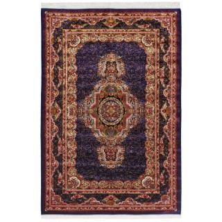 سجادة صناعية بنقشة ترنج الكلاسيكية الجديدة، أكريليك مع حرير بامبو، على الطراز الفارسي، رقم 200231