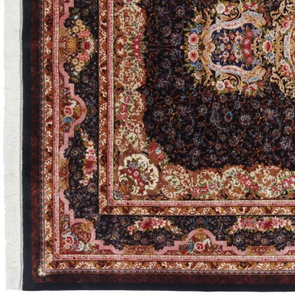 سجادة صناعية بنقشة ترنج الكلاسيكية الجديدة، أكريليك مع حرير بامبو، على الطراز الفارسي، رقم 200231