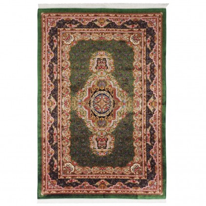 سجادة صناعية بنقشة ترنج الكلاسيكية الجديدة، أكريليك مع حرير بامبو، على الطراز الفارسي، رقم 200231