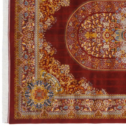 Machine-made Rug, Floral Corner Medallion, Bamboo Silk, Persian Style, Ref 800232