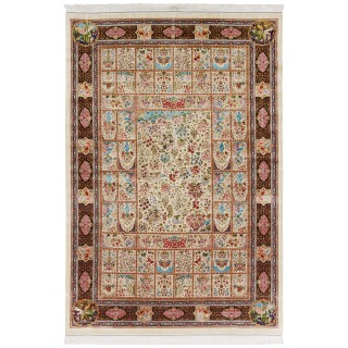 Machine-made Rug, Floral Framed, Acrylic + Bamboo Silk, Persian Style, Ref 200233