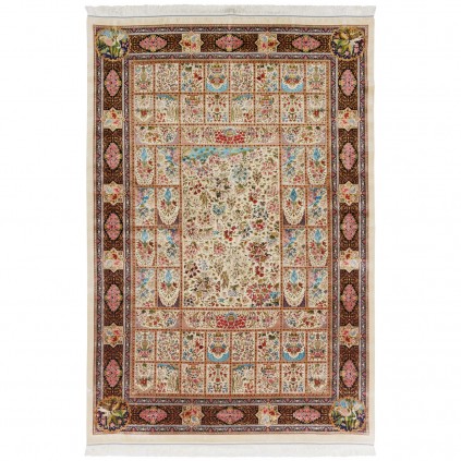 Machine-made Rug, Floral Framed, Acrylic + Bamboo Silk, Persian Style, Ref 200233