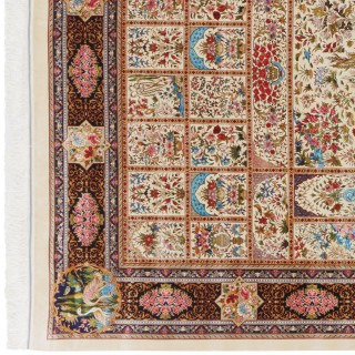 Machine-made Rug, Floral Framed, Acrylic + Bamboo Silk, Persian Style, Ref 200233