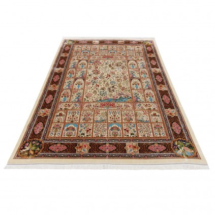 Machine-made Rug, Floral Framed, Acrylic + Bamboo Silk, Persian Style, Ref 200233