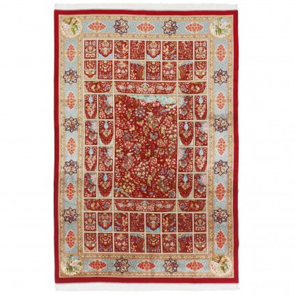 Machine-made Rug, Floral Framed, Acrylic + Bamboo Silk, Persian Style, Ref 200233