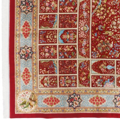 Machine-made Rug, Floral Framed, Acrylic + Bamboo Silk, Persian Style, Ref 200233