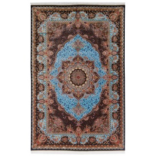 Machine-made Rug, Neoclassic Corner Medallion, Bamboo Silk, Persian Style, Ref 800234