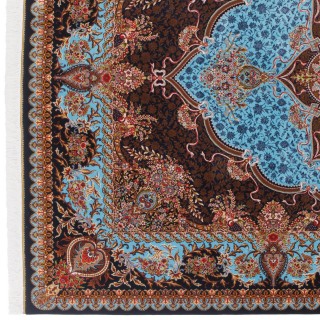 Machine-made Rug, Neoclassic Corner Medallion, Bamboo Silk, Persian Style, Ref 800234