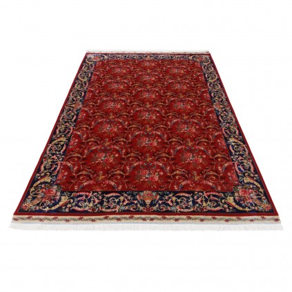 فرش ماشینی طرح سراسر گلدار، اکریلیک + ابریشم بامبو، سبک پارسی، کد 200239